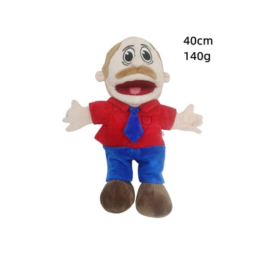 Jeffy Red Dress Plush Puppet for Kids – 15.7-Inch Interactive Toy with Mustache and Colorful Outfit