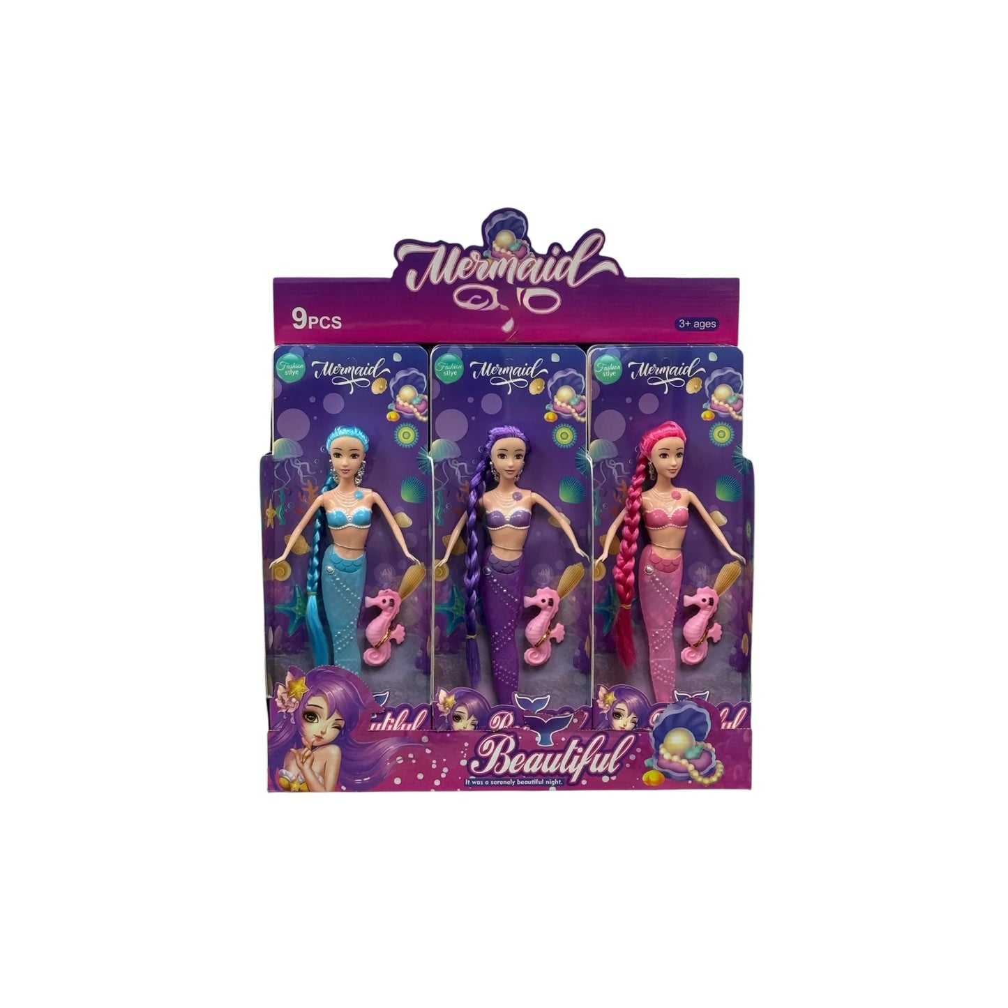 Little Mermaid Doll Set – 9 Pcs Fashion Style Dolls with Accessories for Kids