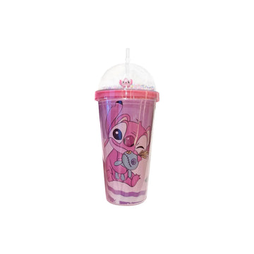 Stitch Kids Glass Cup – Cute &amp; Durable Drinking Cup with Lid &amp; Straw